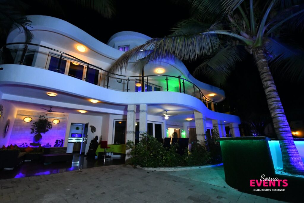 Sosua luxury party rental villa seen at night